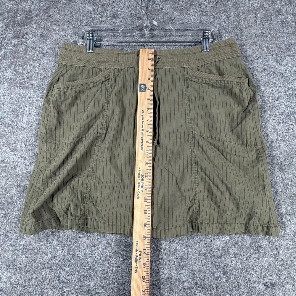 Great Northwest Indigo Skort Women 12 Olive Green Striped Stretch Built In Brief
